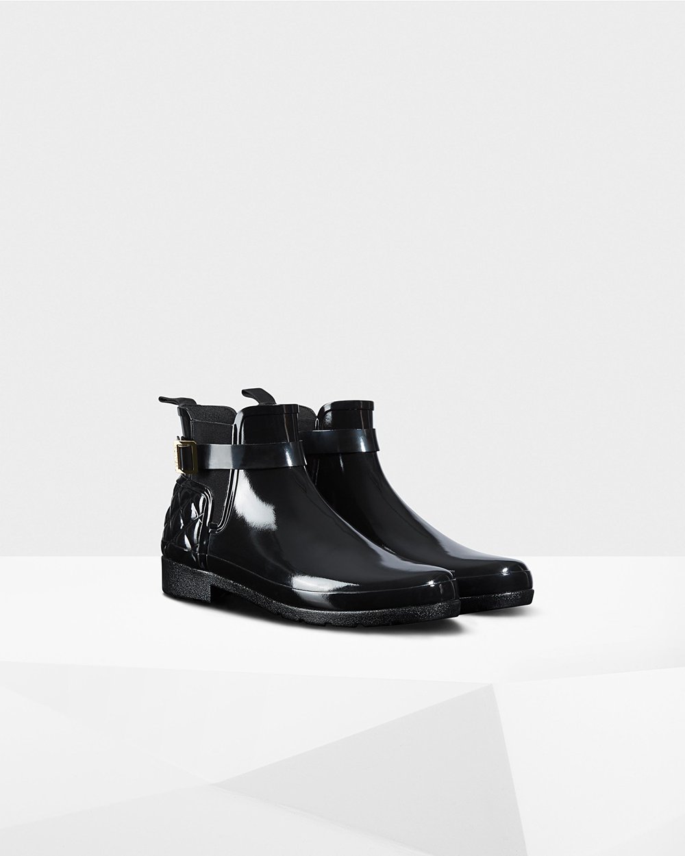 Botas Chelsea Hunter Feminina Pretas - Refined Slim Fit Quilted Gloss - 10MEWOZVS
